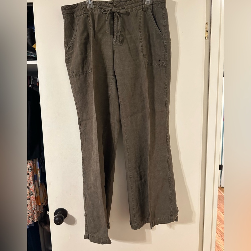 Cabi olive green linen pants size 16